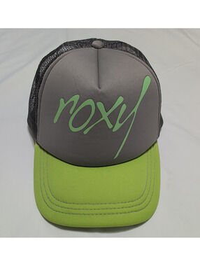Roxy Women’s Trucker Hat Green/Gray/Black Mesh Back Adjustable Logo One Size